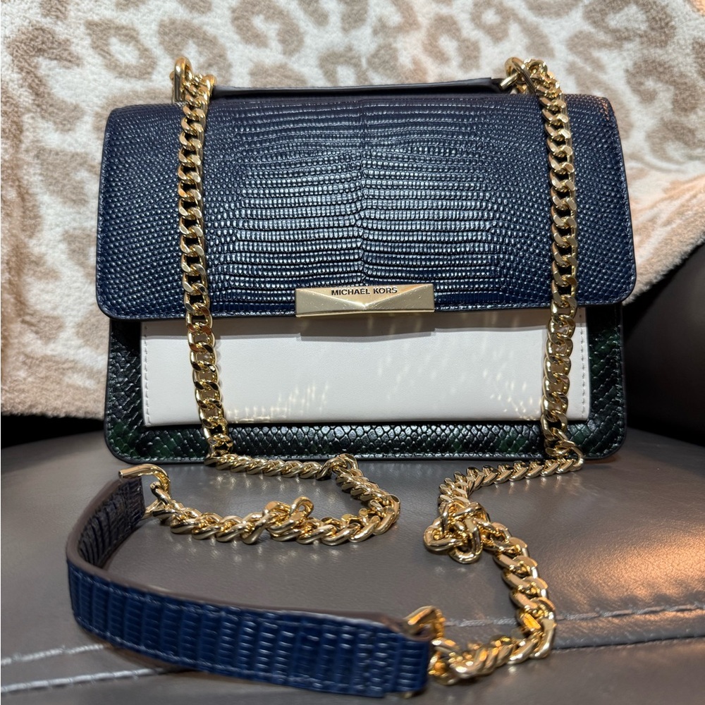NWOT Michael Kors embossed leather, large "Jade" shoulder bag.